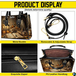 Visual demonstration showing handheld and over-the-shoulder styling options for the accessory.