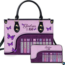 Personalized Christian Affirmations Butterflies Leather Handbag