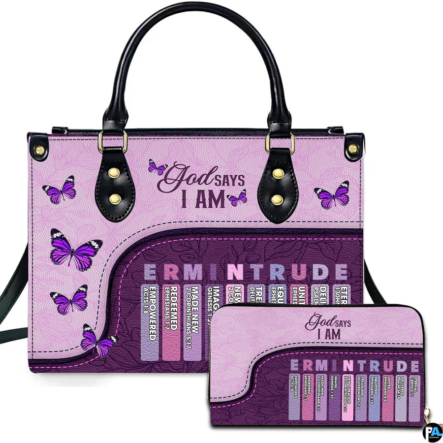 Personalized God Says I Am Butterflies Handbag, Gift for Mom