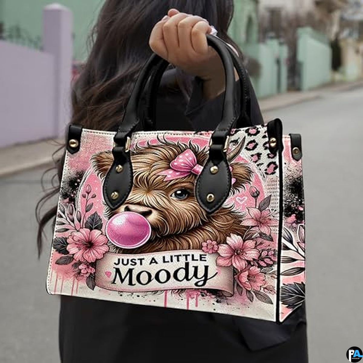 Highland Cow Leather Handbag Custom Cow Purse for Women Country Farm PU Leather Tote Gifts for Farmers Girls Mom Gift