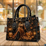 Personalized Witch Handbag with Purse, Custom Name Gothic Leather Bag Set for Women, Halloween Shoulder Bag, Witch Gift