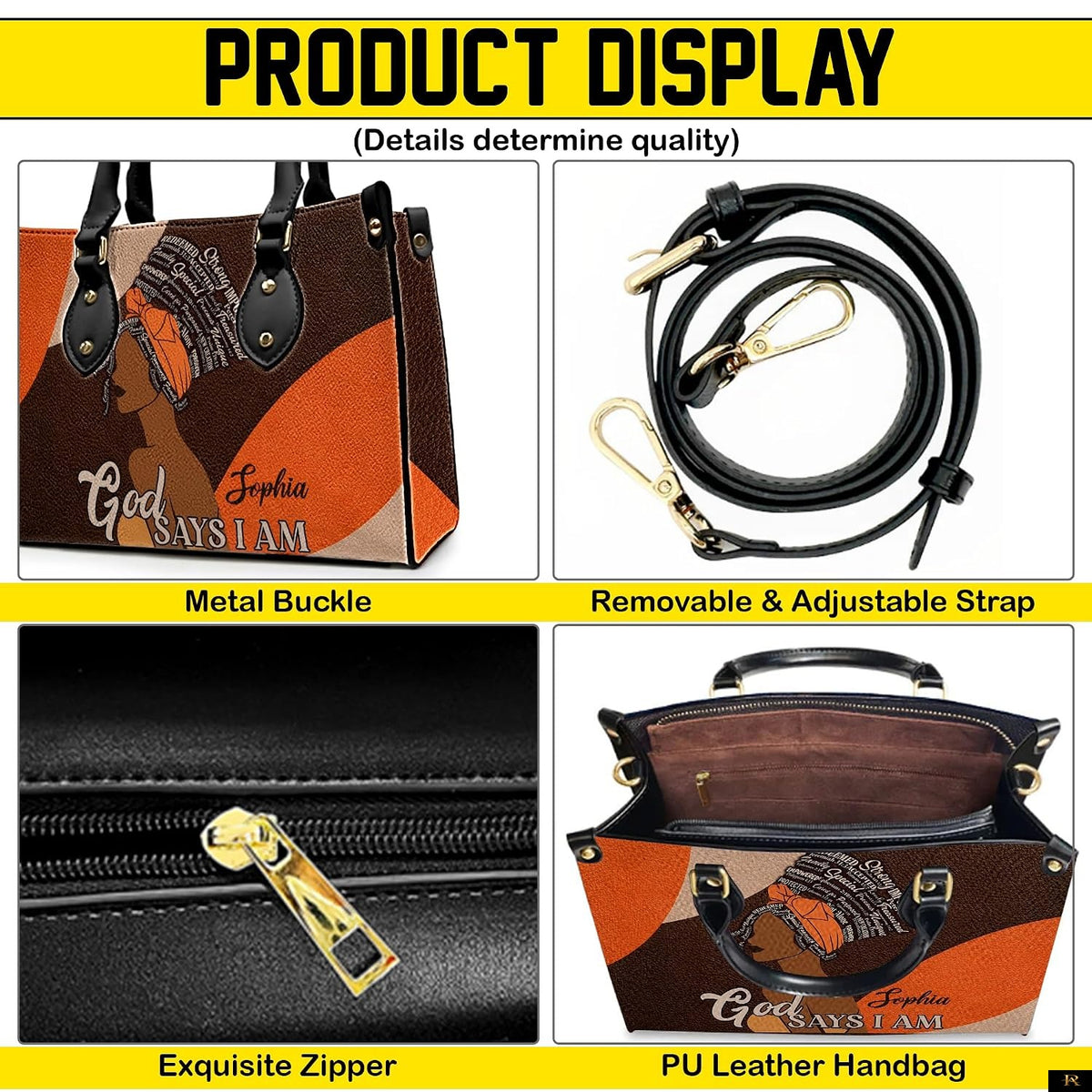 PREAUREUM "{split_values}" Personalized {collection_title} Leather Handbag