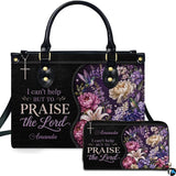 Purple Floral Hummingbird Cross Handbag and Matching Wallet Set