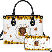 Personalized Leather Handbag for Black Women, Custom African Purse Bag Set, Birthday Meaningful Gifts for Mom, Friend