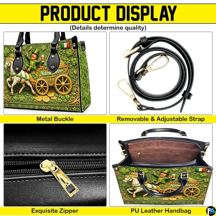 Detail panel for leprechaun horse cart handbag
