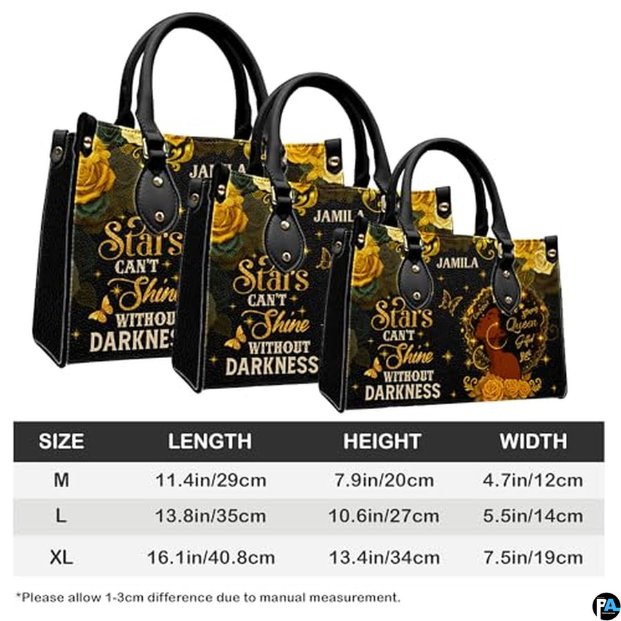 Personalized Black Woman Gold Rose Quote Handbag for Meaningful Gifts