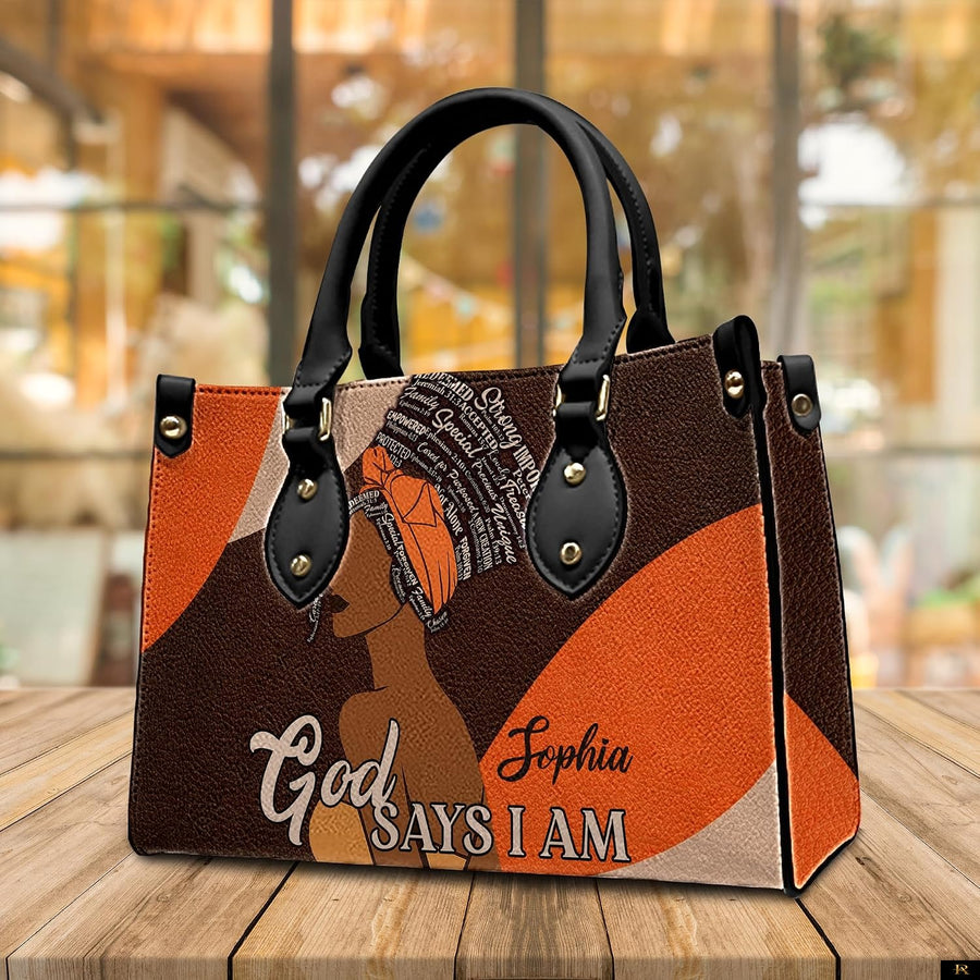 PREAUREUM "{split_values}" Personalized {collection_title} Leather Handbag