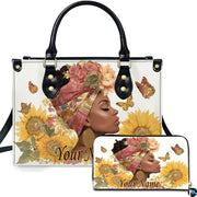 Personalized Black Women Leather Bag, Custom Name African Purses and Handbags Gifts for Mom Birthday Christmas Mothers Day