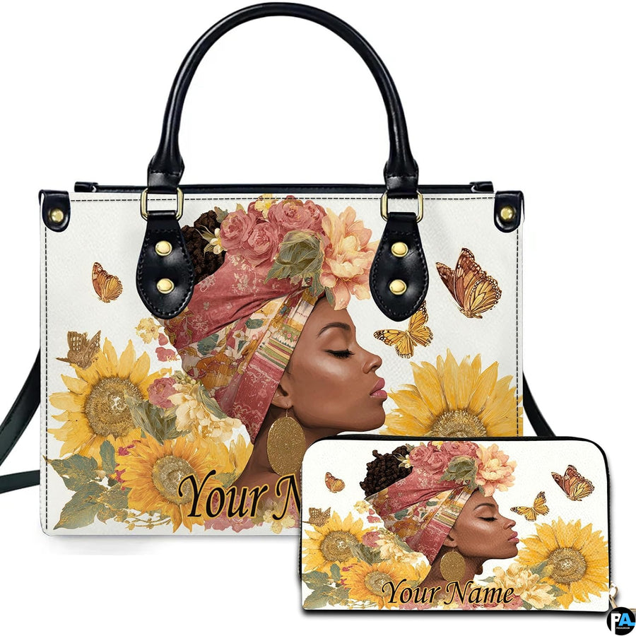 Personalized Black Women Leather Bag, Custom Name African Purses and Handbags Gifts for Mom Birthday Christmas Mothers Day