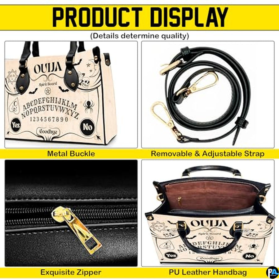 Personalized Board Black Cream Top-Handle Bag for Halloween Accessory