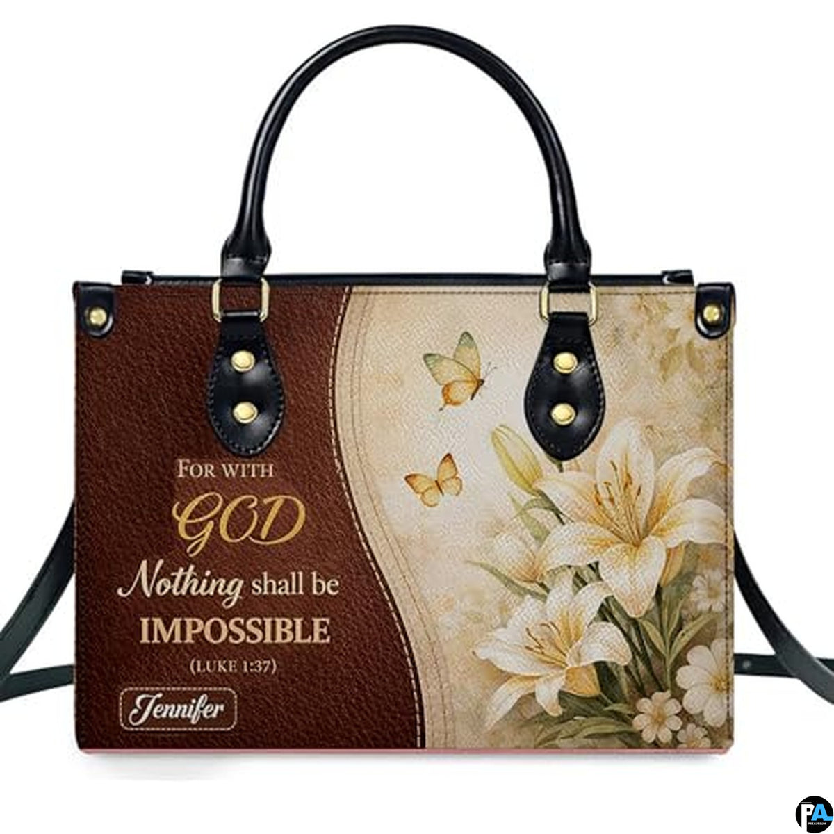 Personalized Christian Leather Handbag – Custom Purse Faith Gift for Mom, Grandma, Women Birthday or Christmas