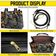 Personalized Halloween Leather Handbag – Custom Witch 3D Printing Effect Purses For Women – Spooky Gothic Shoulder Bag