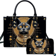 Black Cat Leather Bag – Vintage Cat Art Handbag, Stylish Animal-Themed Purse, Unique Gift for Cat Lovers