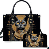 Egyptian Bastet Goddess Cat Handbag Set with Matching Wallet