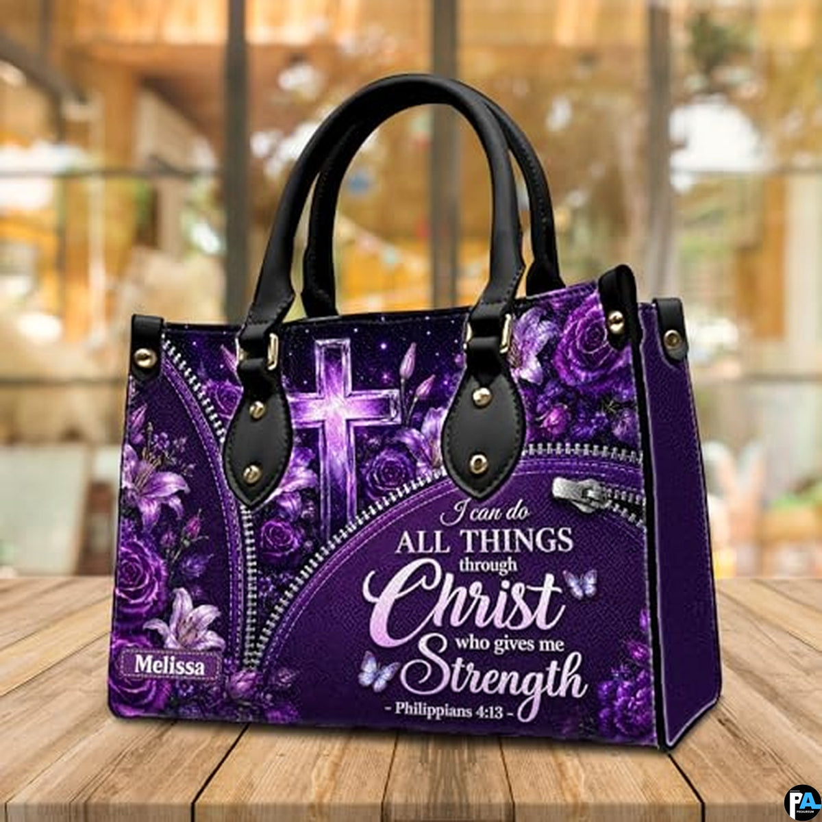 Personalized Christian Leather Handbag, Jesus Christian Tote Bag, Bible Purse, Religious Bags Gift for Mom, Women
