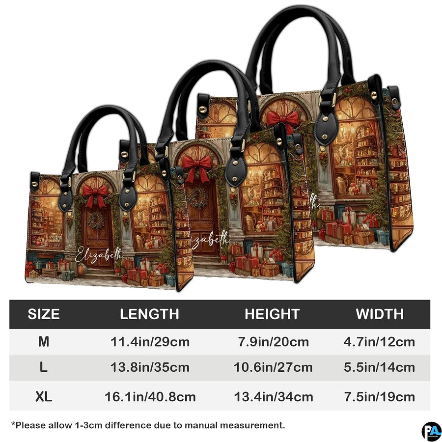Interior view of the handbag displaying lining and spacious central compartment.