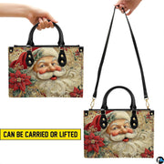 Dual presentation demonstrating handheld carrying via top handles and shoulder styling options.