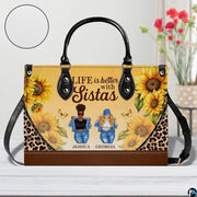 Front view of best friends artwork accessory displaying two illustrated friends, sunflowers, and cheetah spots.