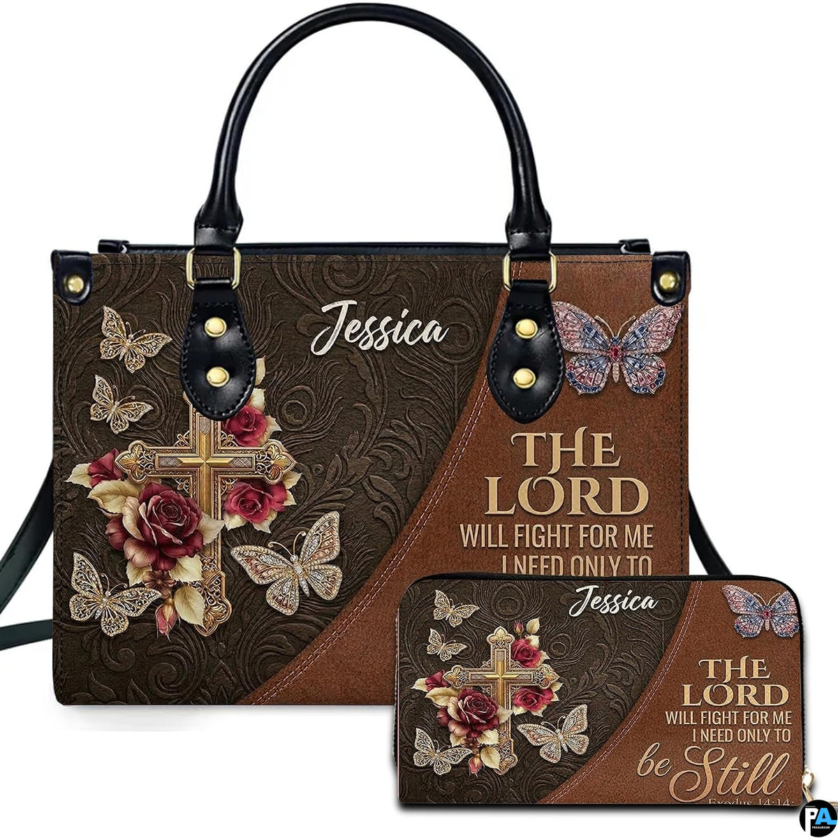 Personalized Christian Leather Handbag – Custom Purse Faith Gift for Mom, Grandma, Women Birthday or Christmas