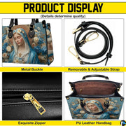 Contemplative Madonna handbag displayed with matching continental wallet