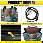 Contemplative Madonna handbag displayed with matching continental wallet