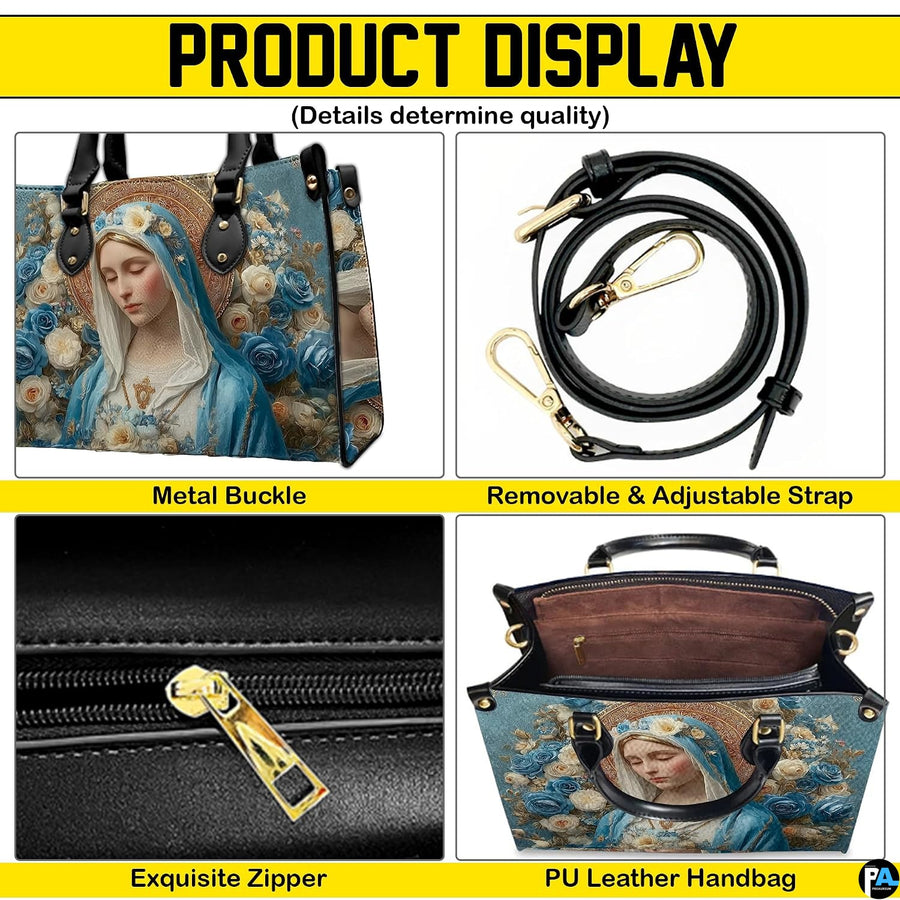 Contemplative Madonna handbag displayed with matching continental wallet