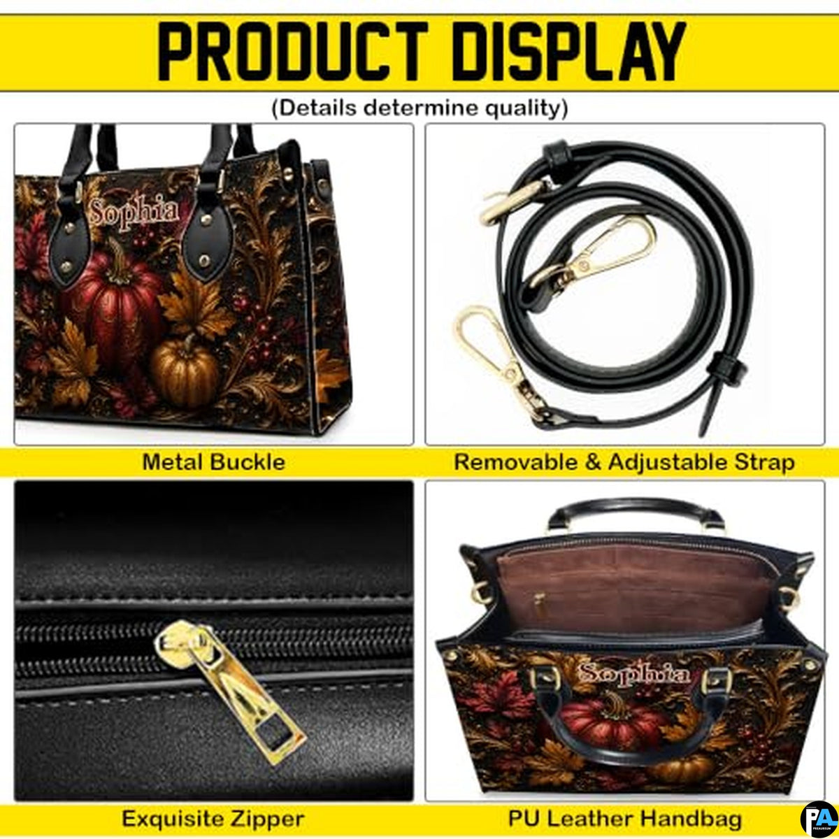 Personalized Halloween Gothic Leather Handbag Custom Raven Black Cat Purse Dark Fantasy Shoulder Bag Gift for Women