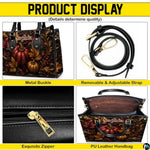 Personalized Halloween Gothic Leather Handbag Custom Raven Black Cat Purse Dark Fantasy Shoulder Bag Gift for Women