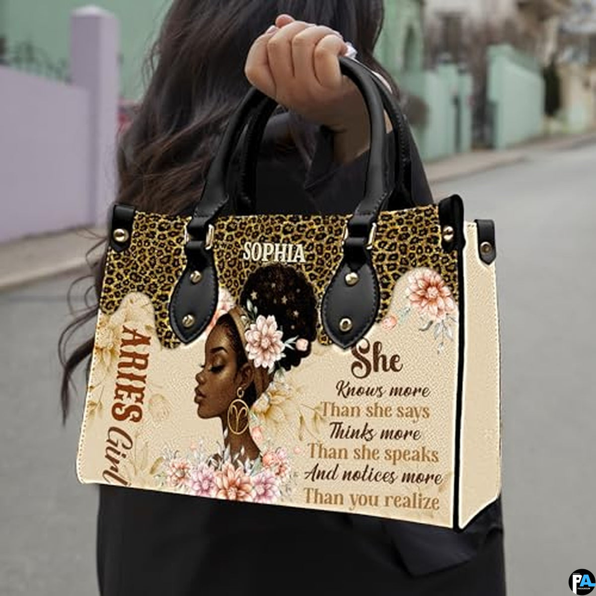 Personalized African American Leather Bag, African Purse, Gifts for Black Girl Women, Black History Handbags