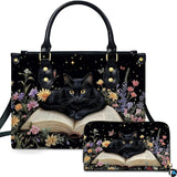 Black Cat Reading Book Wildflower Night Starlight Artwork