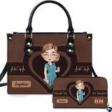 Medical Nurse Heartbeat Handbag and Matching Wallet Set