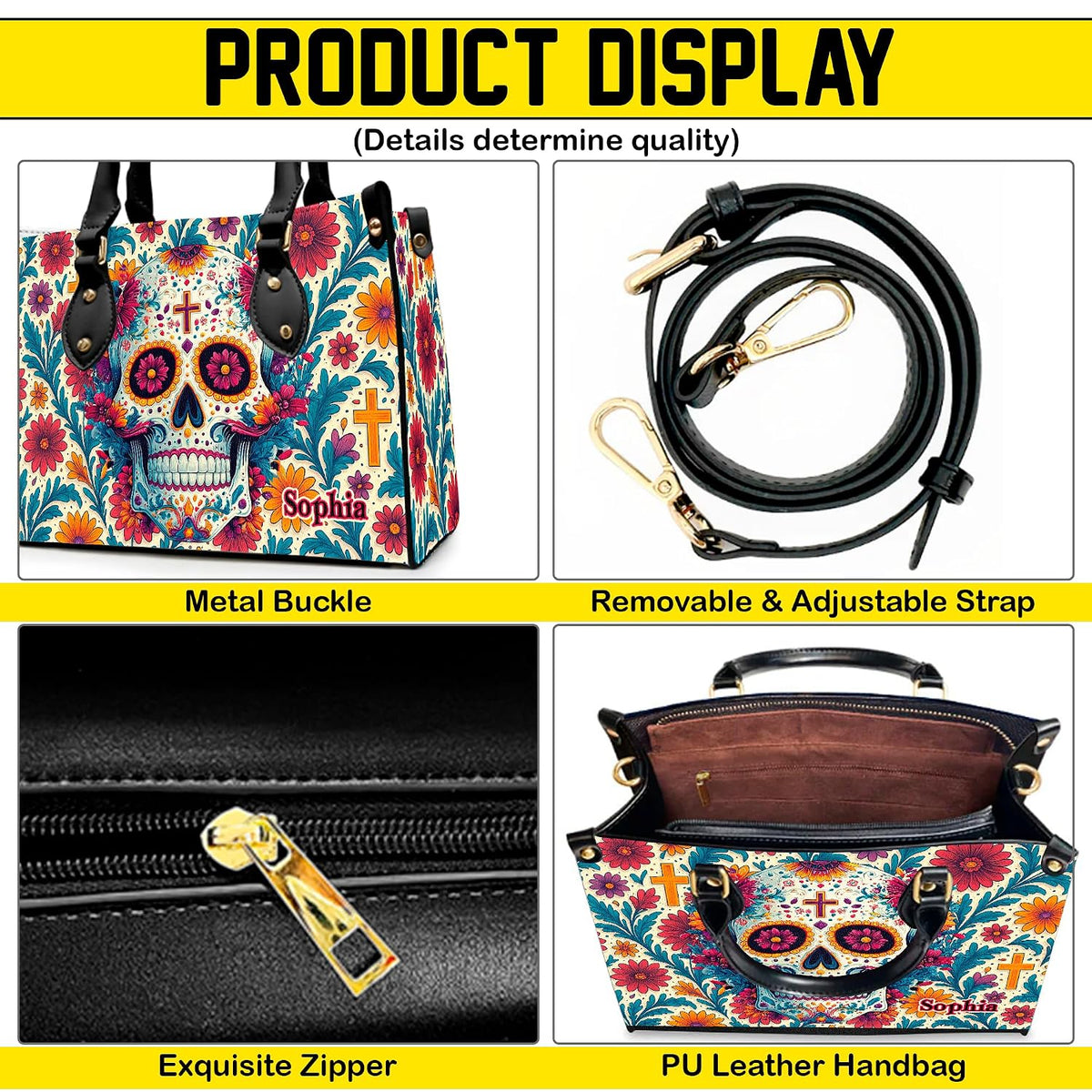 PREAUREUM "{split_values}" Personalized {collection_title} Leather Handbag