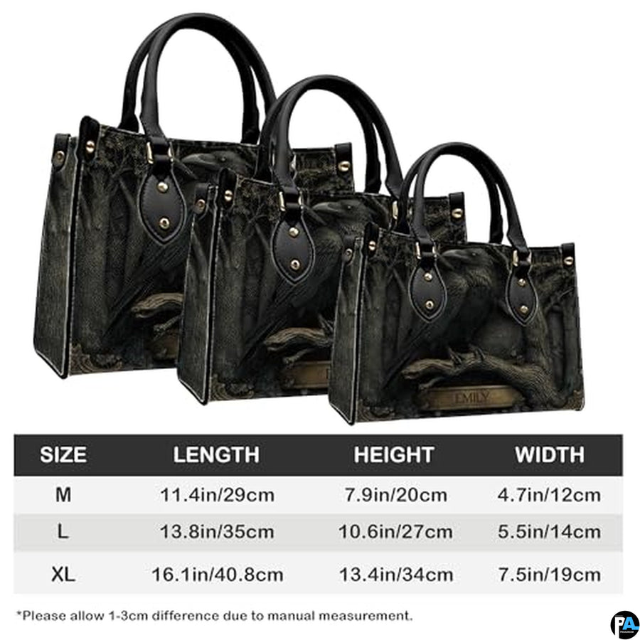 Personalized Animal Leather Handbag – Custom Name Flowers with 2D Print with 3D Effect – Gift for Gramma, Mom, Daughter