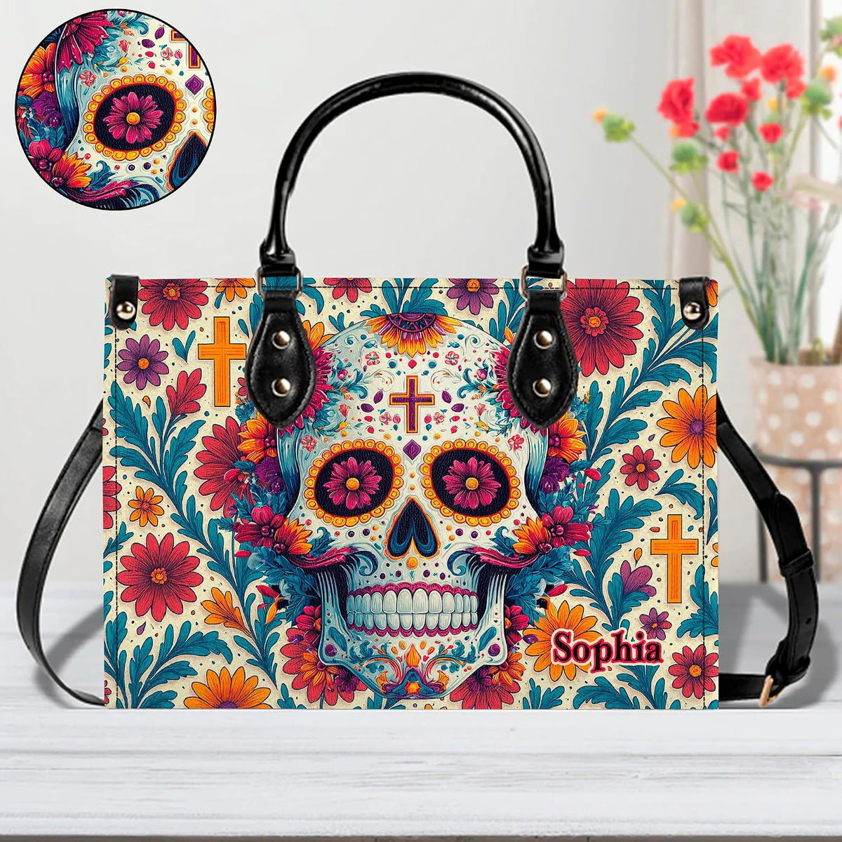 PREAUREUM "{split_values}" Personalized {collection_title} Leather Handbag
