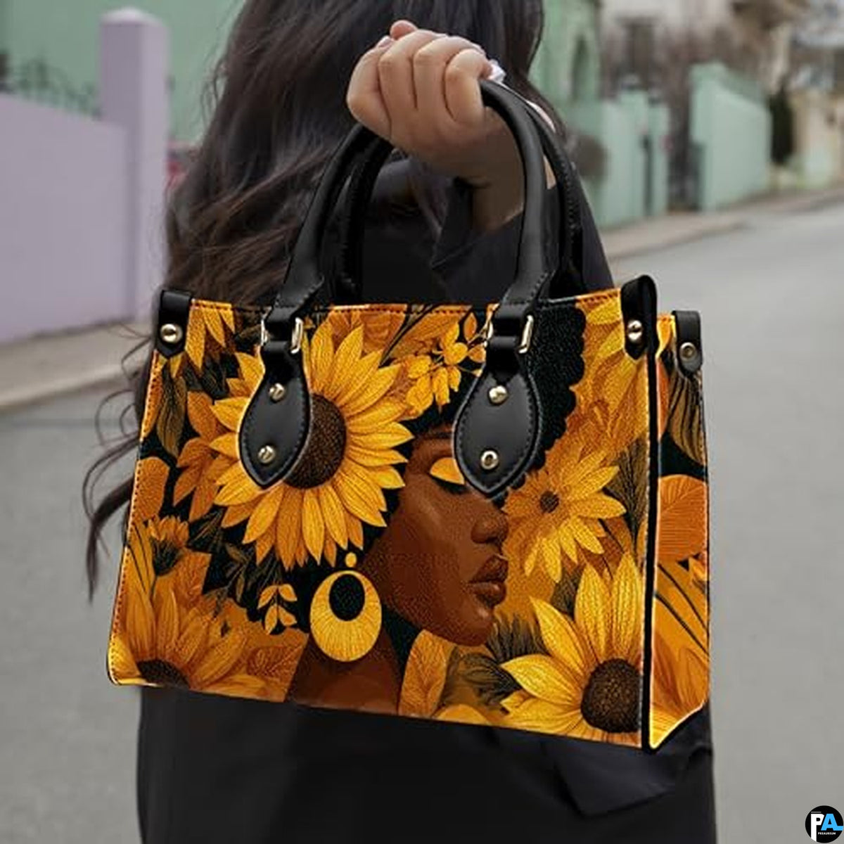 Personalized Black Women Leather Bag, Custom Name African Purses and Handbags Gifts for Mom Birthday Christmas Mothers Day