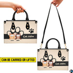 Coordinating peeking cats tote handbag and zippered wallet duo