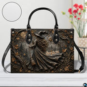 Personalized Witch Handbag with Purse, Custom Name Gothic Leather Bag Set for Women, Halloween Shoulder Bag, Witch Gift