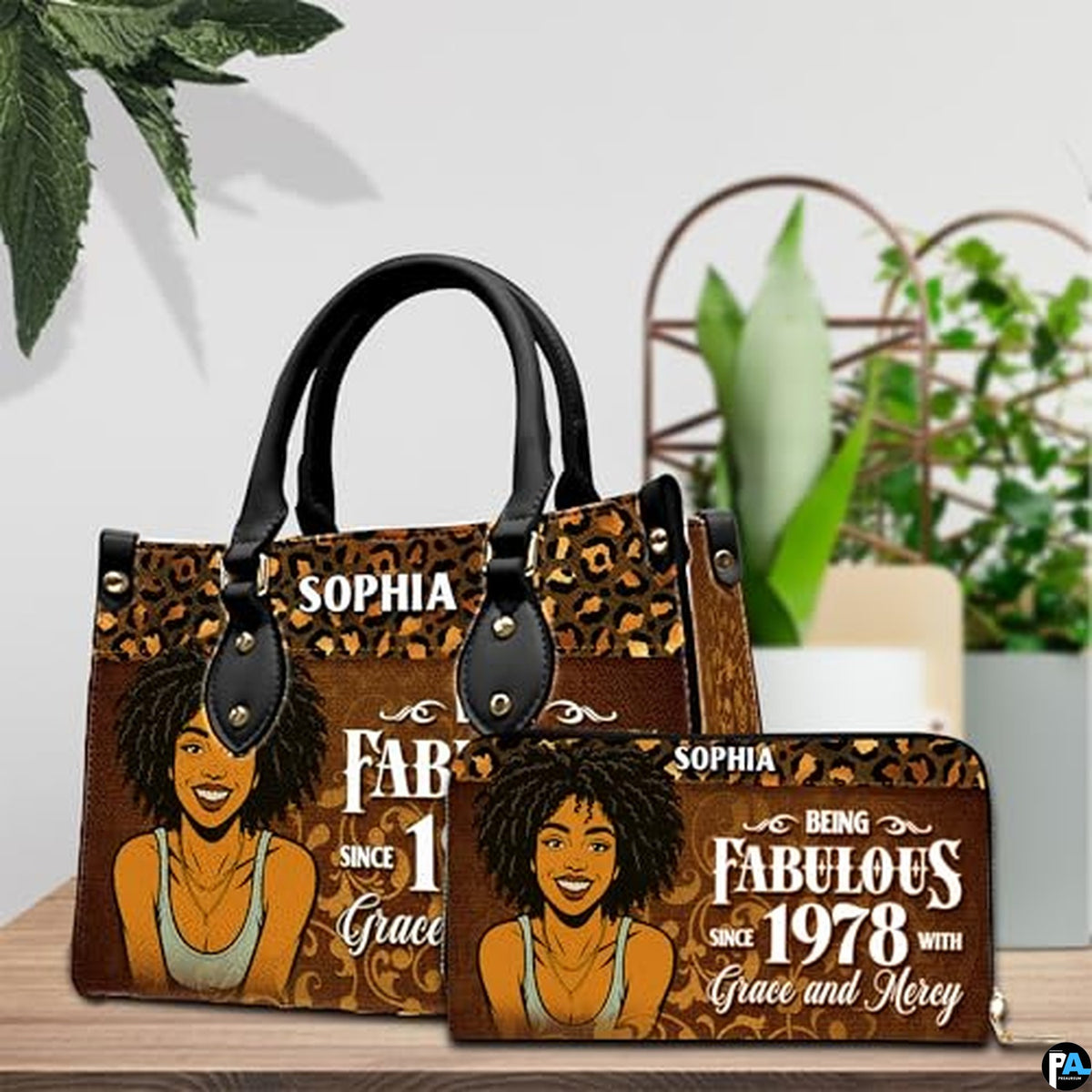Personalized Black Women Leather Bag, Custom Name African Purses and Handbags Gifts for Mom Birthday Christmas Mothers Day