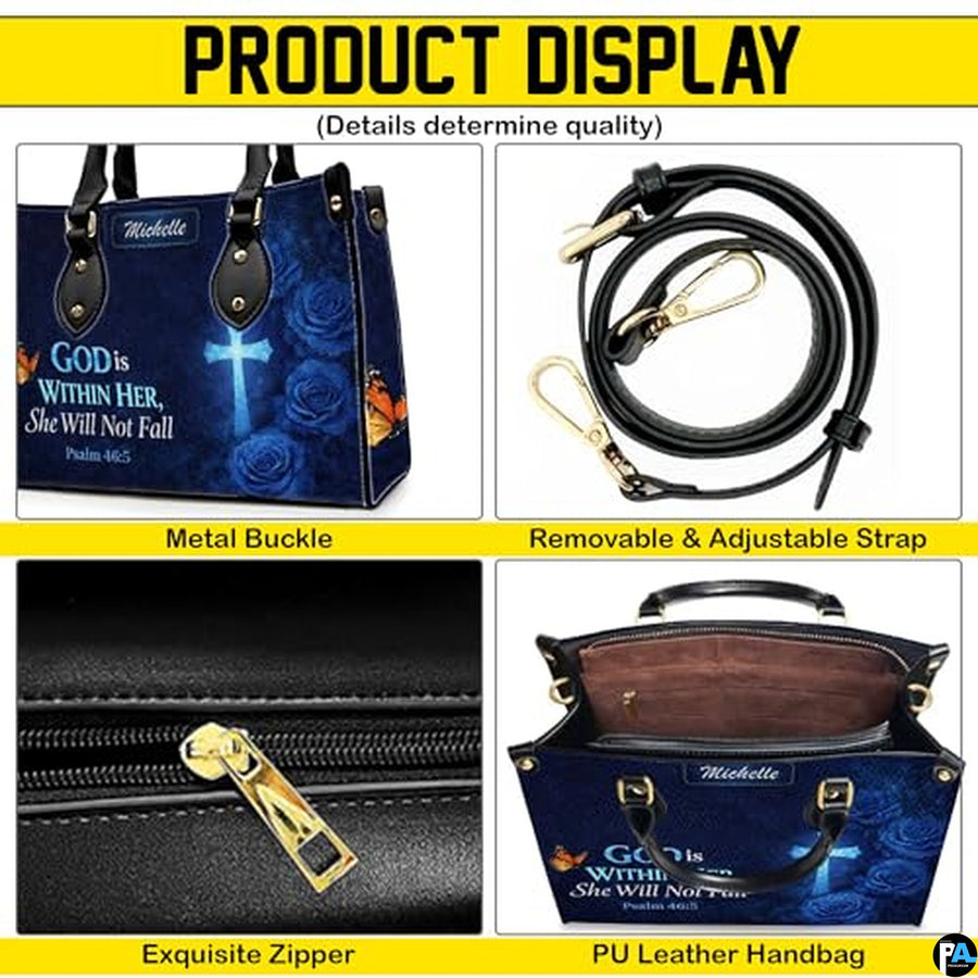Personalized Christian Leather Handbag – Custom Purse Faith Gift for Mom, Grandma, Women Birthday or Christmas