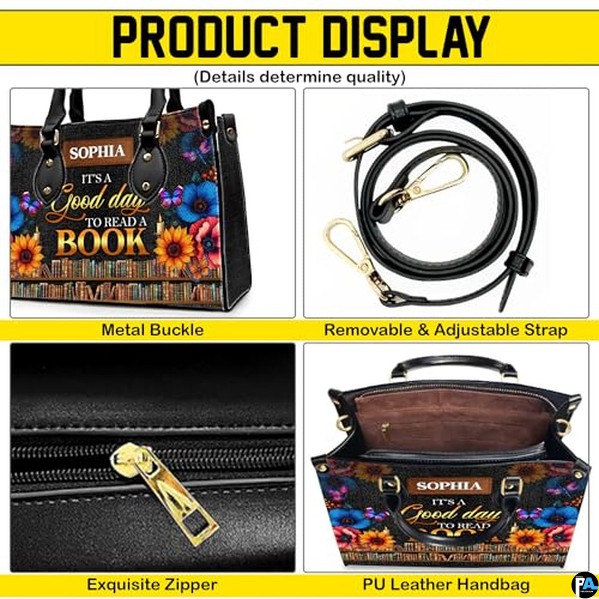 Personalized Book Lover Leather Bag, Just A Girl Who Loves Book Handbag With Name, Books Purse, Gifts For Readers, Writer