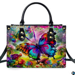 Personalized Butterfly Leather Handbag – Gothic Moon Bag with Adjustable Strap and Matching Witchcore Purse for Women