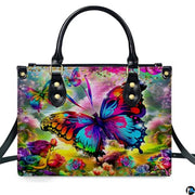 Personalized Butterfly Leather Handbag – Gothic Moon Bag with Adjustable Strap and Matching Witchcore Purse for Women