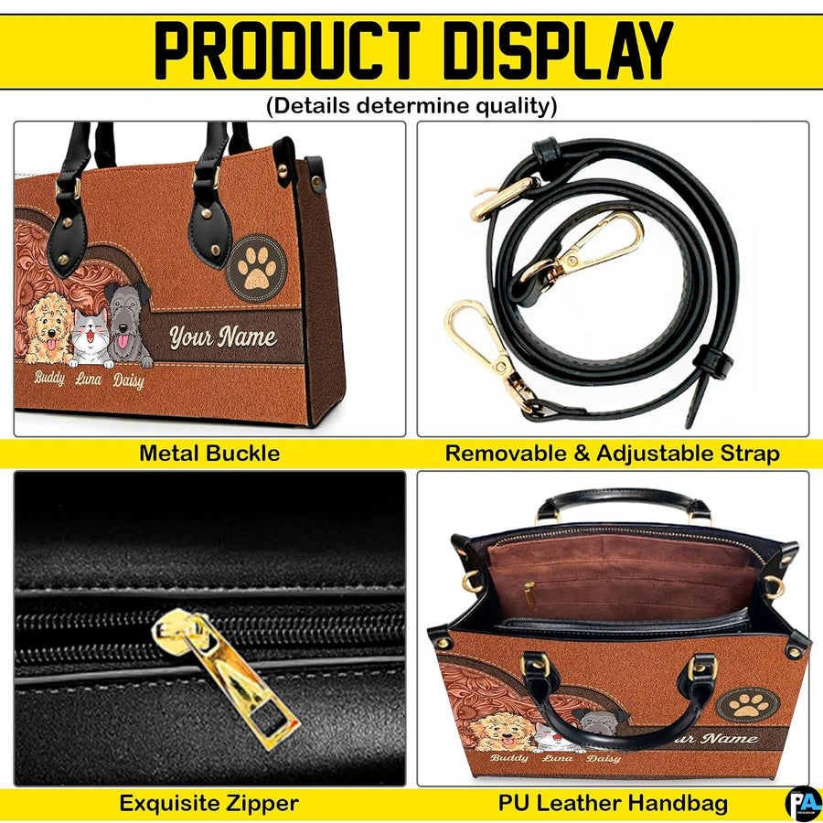 Side perspective view of western pet trio handbag and wallet showing structured profile