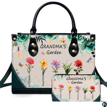 Mothers Day Gift Leather Bag- Personalized Grandmas Purse With Grandkids Names, Grandma Handbag Birthday Gifts For Mom Women