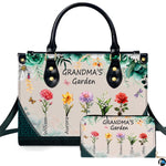Mothers Day Gift Leather Bag- Personalized Grandmas Purse With Grandkids Names, Grandma Handbag Birthday Gifts For Mom Women