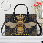 Interior compartment view of queen bee handbag showing inner lining and organization.