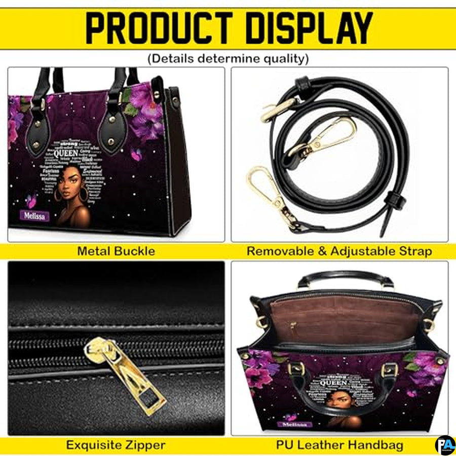 Personalized Leather Handbag for Black Women, Custom African Purse Bag Set, Birthday Meaningful Gifts for Mom, Friend