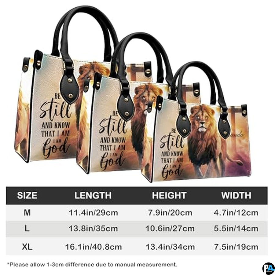 Personalized Lion Cross with Scripture Handbag for Faith Gift