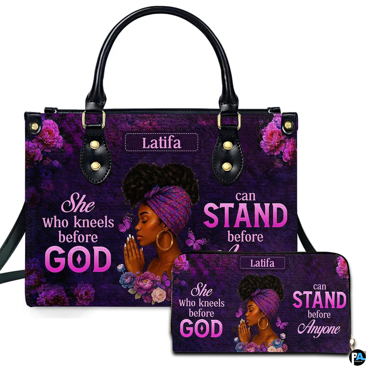 Personalized Leather Handbag for Black Women, Custom African Purse Bag Set, Birthday Meaningful Gifts for Mom, Friend