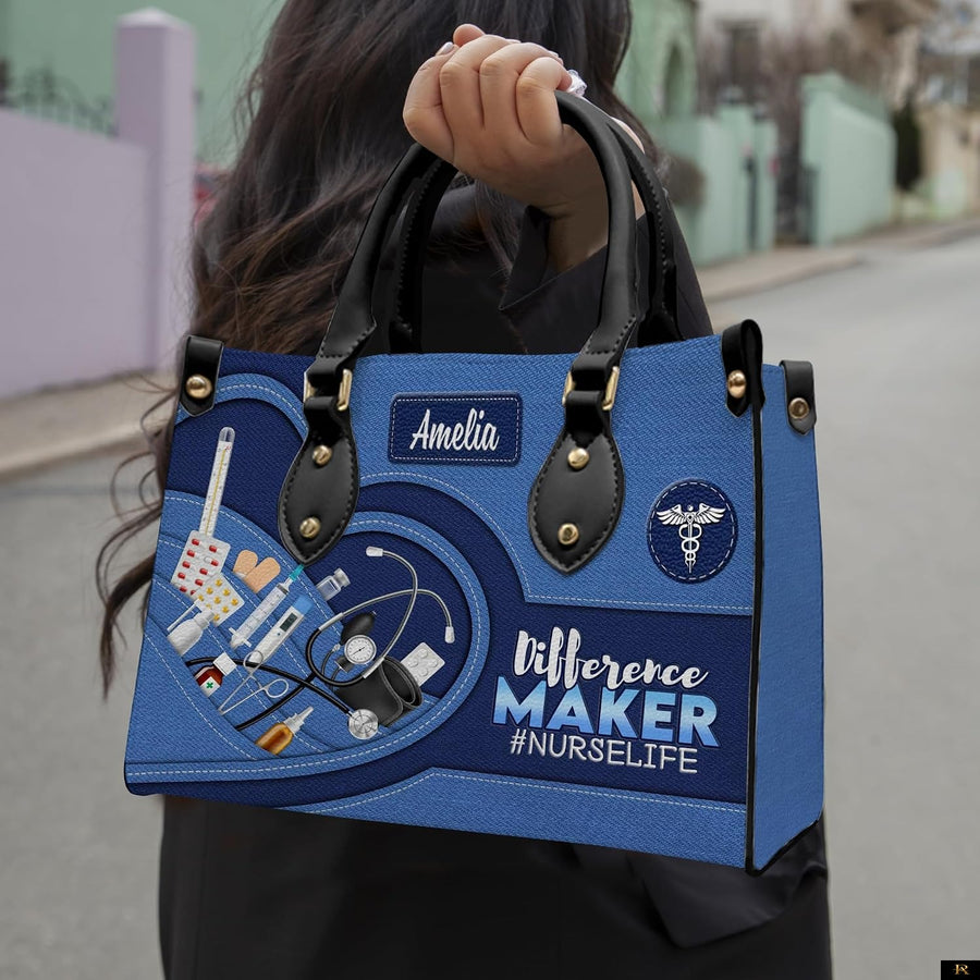 PREAUREUM "{split_values}" Personalized {collection_title} Leather Handbag